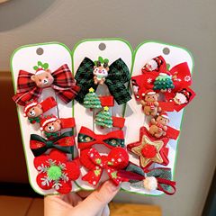2024 新しい子供のクリスマスヘアアクセサリーサンタクロースクリスマスツリーヘラジカヘアピンホリデーサイドヘアピン 5 点セット