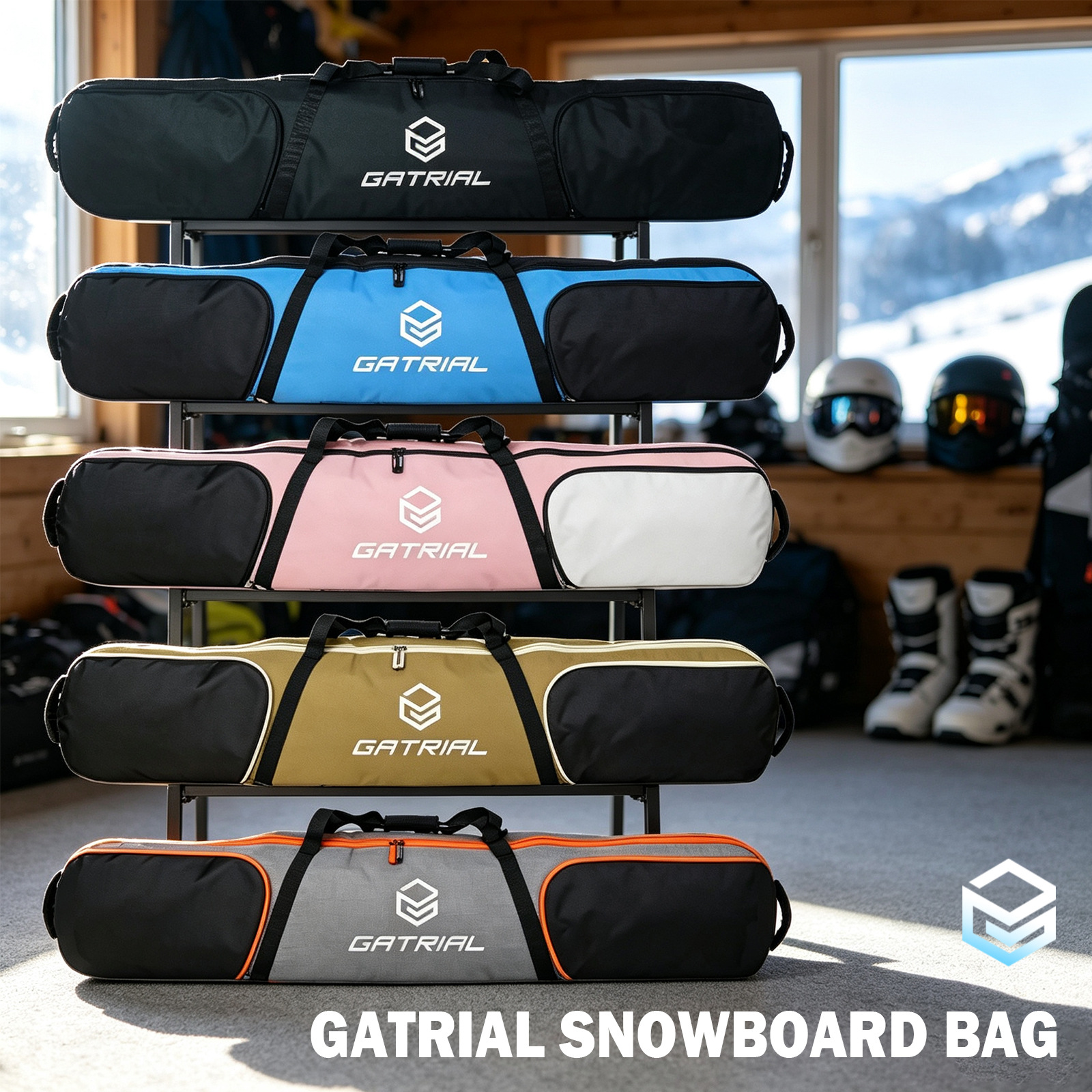 GATRIAL portable snowboard storage bag, can be carried on one shoulder, specifically designed for ski equipment
