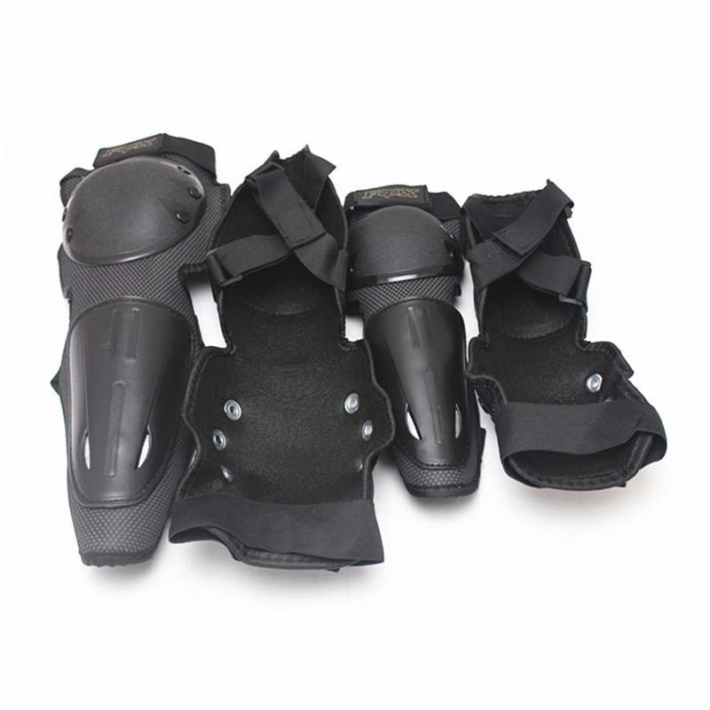 Motorcycle Black Square Safety Protective Gear, Off-Road Racing Knee Pads and Elbow Pads, Motorcycle Four-Piece Abs Protective Gear Set