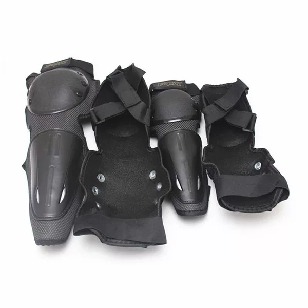 Motorcycle Black Square Safety Protective Gear, Off-Road Racing Knee Pads and Elbow Pads, Motorcycle Four-Piece Abs Protective Gear Set