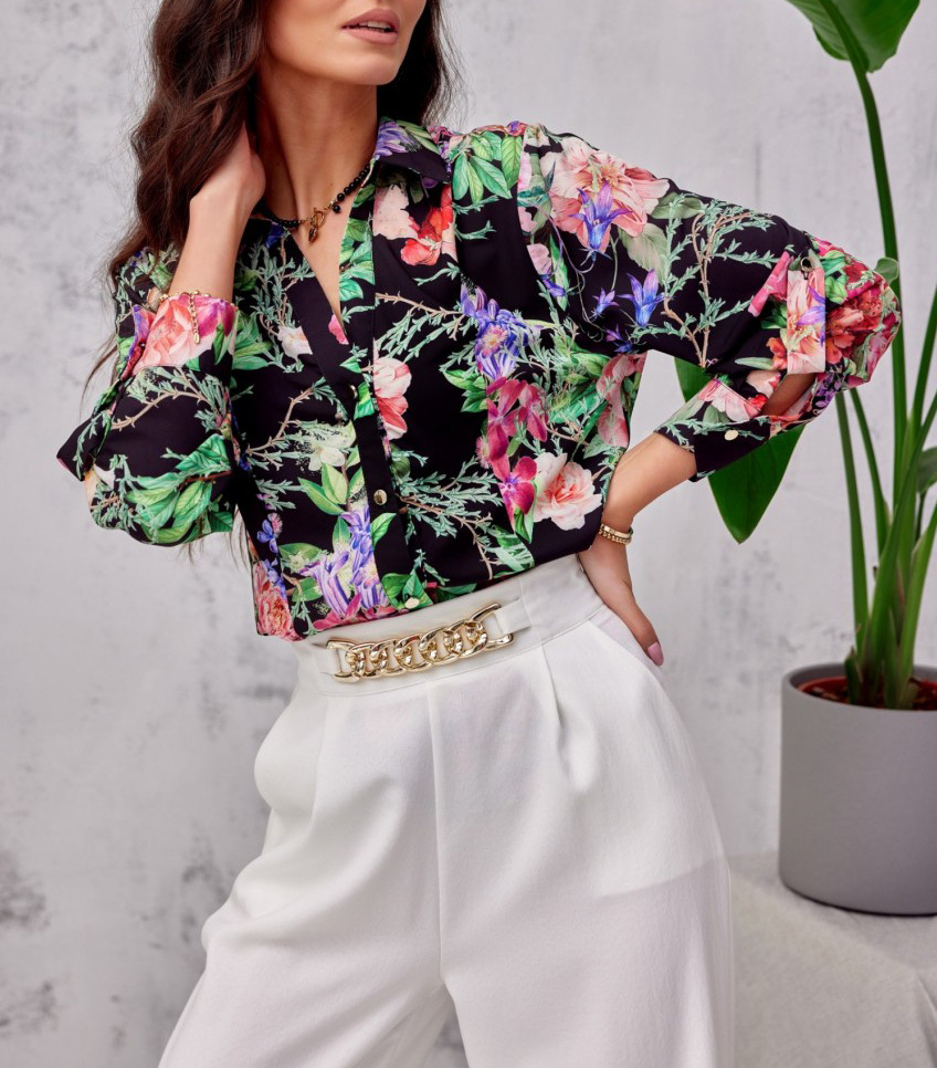 Women's Blouse Long Sleeve Blouses Printing Button Fashion Flower display picture 3