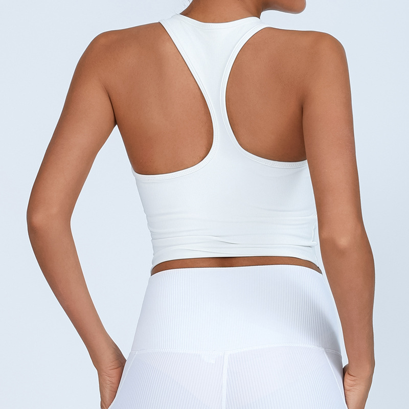 Comercio exterior trajes de yoga transfronterizos chaleco clavícula con cojín de pecho hermosa espalda acondicionamiento en forma de I deportes a prueba de choque correr camisa de cintura alta