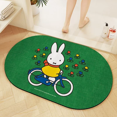 Avtomobil döşəmə paspasları – Miffy Rabbit Oval Diatomaceous - cycling-miffy-4060cm-new-diatom-mud