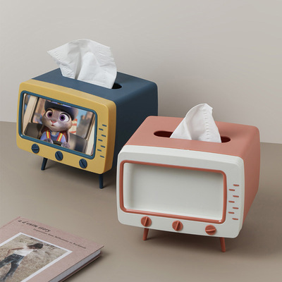 originality television Tissue box a living room tea table Tissue box Storage multi-function Home Furnishing decorate Decoration Mobile phone holder