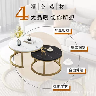 严选批发茶桌小户型组合款仿大纹理石边几桌多功能简易小户型边几
