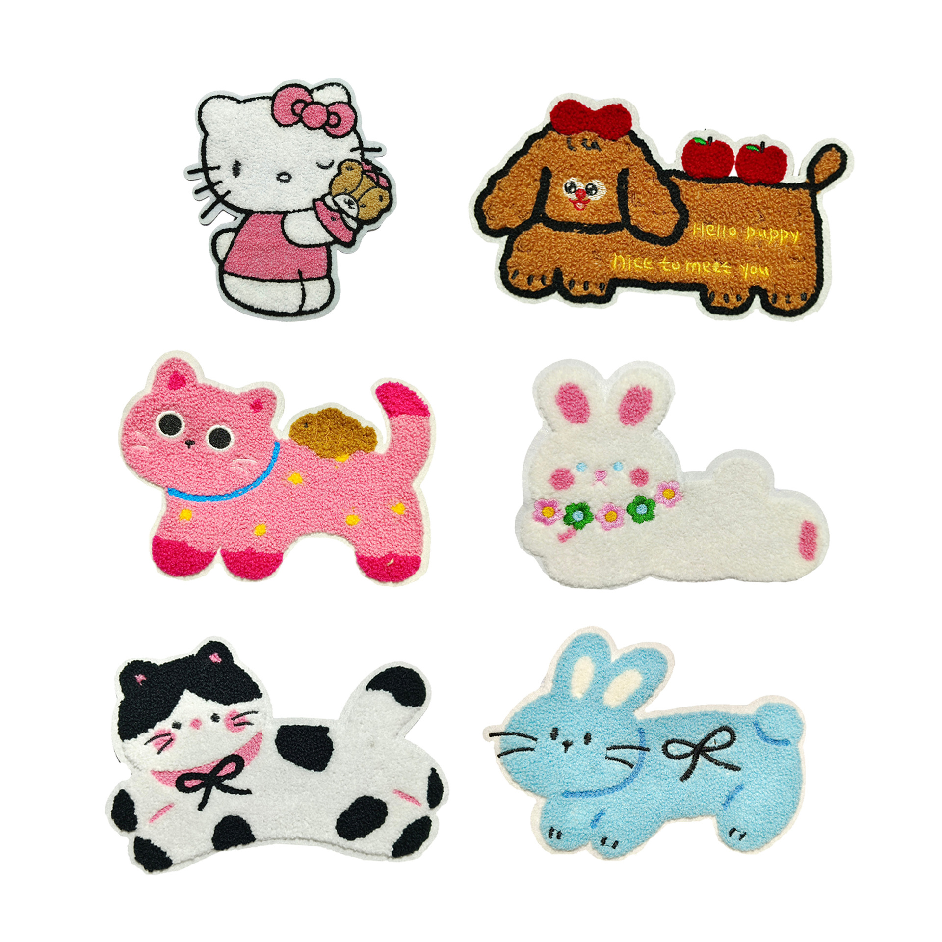 Nuevos dibujos animados computadora bordado toalla bordada gatito perro pegatinas de tela accesorios ropa bolsa accesorios DIY pegatinas
