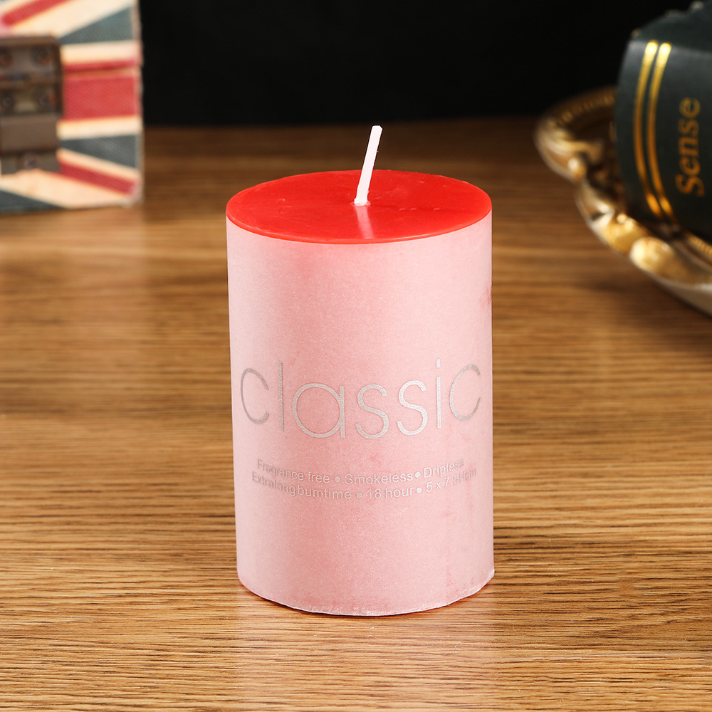Vela cilíndrica grande roja clásica europea al por mayor sin humo e insípida decoración de hotel de boda romántica Vela gruesa transfronteriza