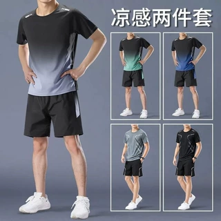 速干衣运动套装男夏季短袖运动服跑步跑步短裤冰丝健身衣服羽毛球