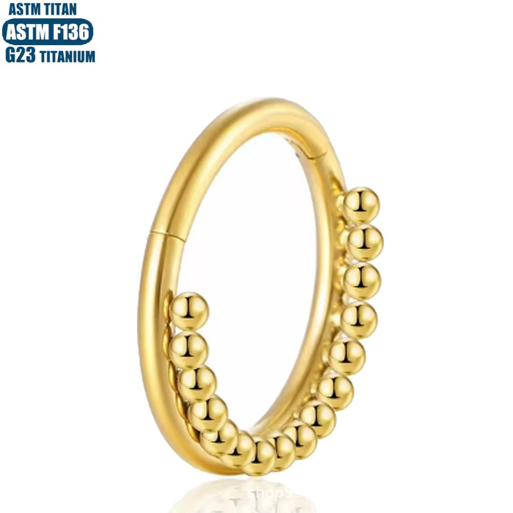 F136 Titanium Nose Ring Seamless Ring with Zircon Earrings Hinged Perforated Jewelry detail image 8
