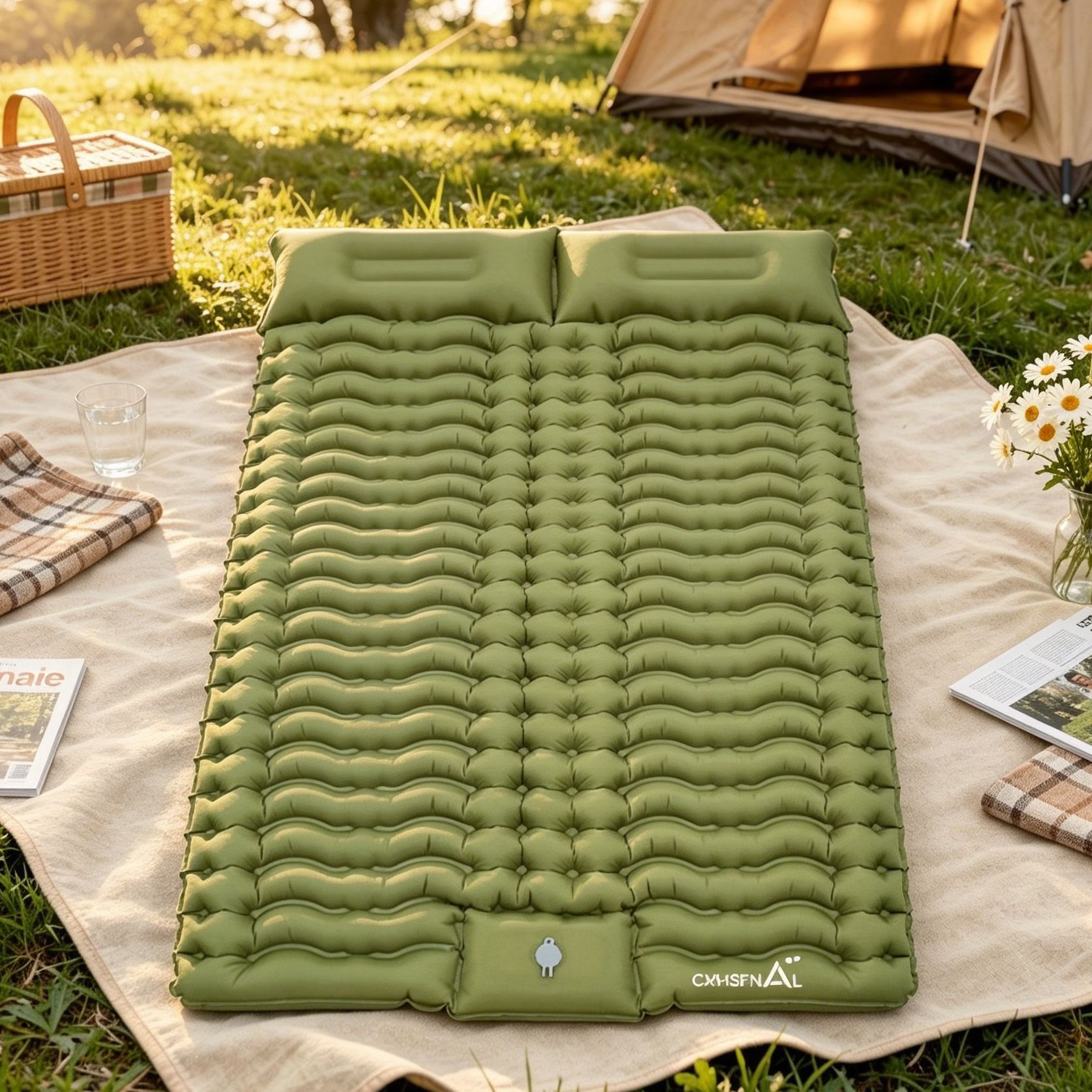 Outdoor Double Camping Inflatable Mattress Tpu Single Inflatable Sleeping Pad for Camping, Nap, Adult, Elderly, Portable, Thickened