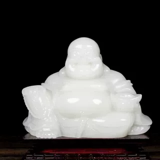 直播批发汉白玉大肚笑佛摆件弥勒佛摆饰白玉佛公玉石佛像供奉家用