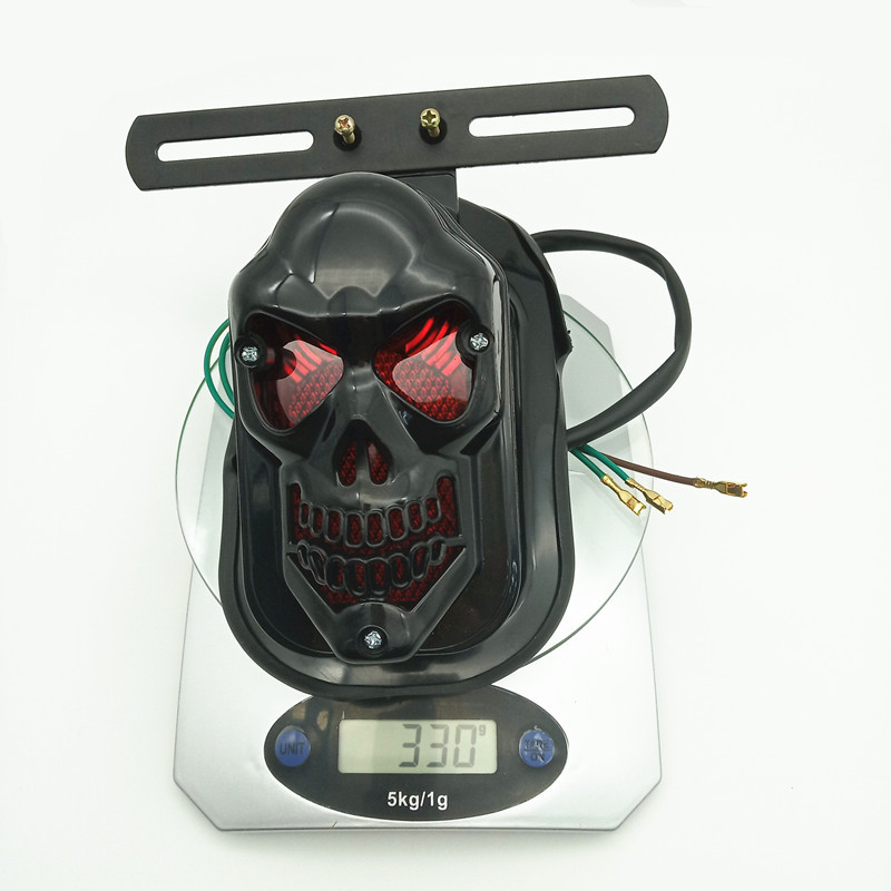 CH-2016A1 motorcycle skull rear tail light off-road vehicle retro light bulb skull grimace brake tail light