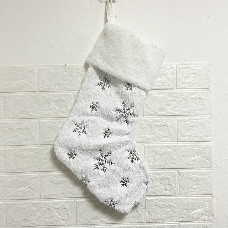 クリスマス装飾用品クリスマス靴下プレゼント袋刺繍雪花玉片大サイズクリスマス装飾プレゼント靴下|undefined