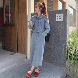 实拍韩版减龄牛仔连衣裙女2025年夏季新款复古修身显瘦中长款裙子