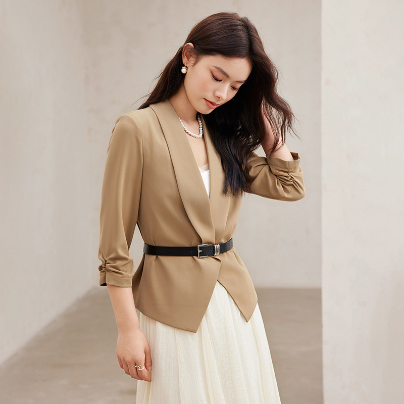 Summer fashionable white shiffon thin classic suit jacket