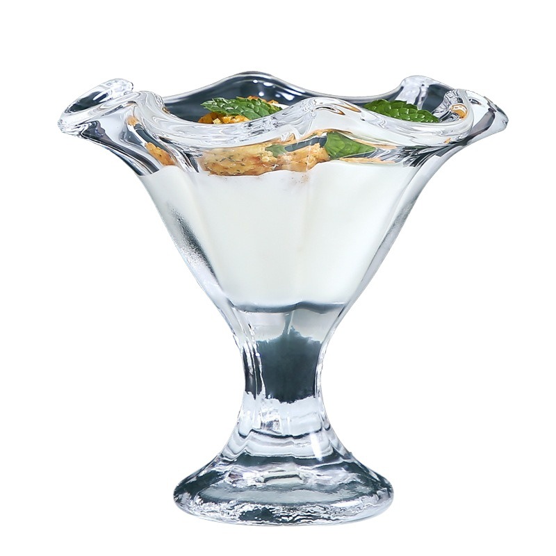 Tazón de yogur de vidrio Taza de postre de frutas Taza de helado Tazón de polvo de hielo Taza de desayuno creativa Taza de batido Taza de helado de bebida fría