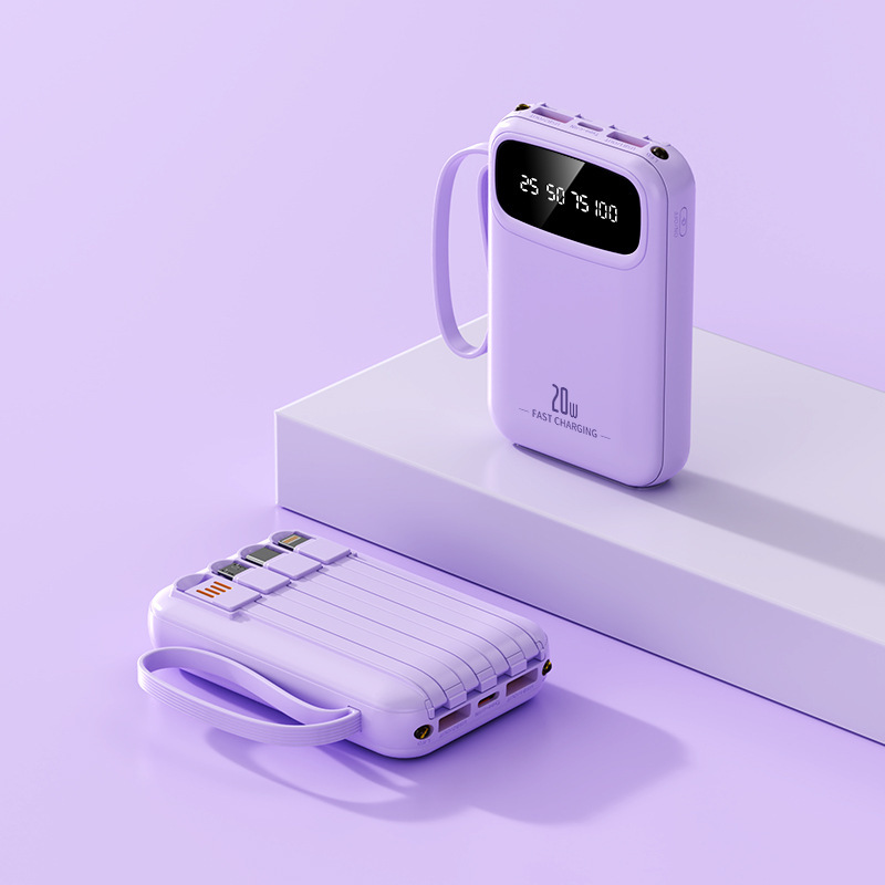 ミニ内蔵ケーブルパワーバンク 20000 mAh 大容量急速充電ポータブルモバイル電源ギフト印刷デジタル|undefined