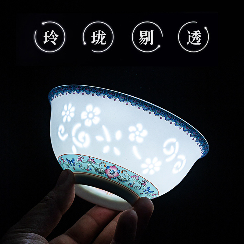 High-End White Porcelain Tableware Parts Wholesale Jingdezhen Pastel Spring Exquisite Tableware Bowls and Plates Tiffany Blue Tableware