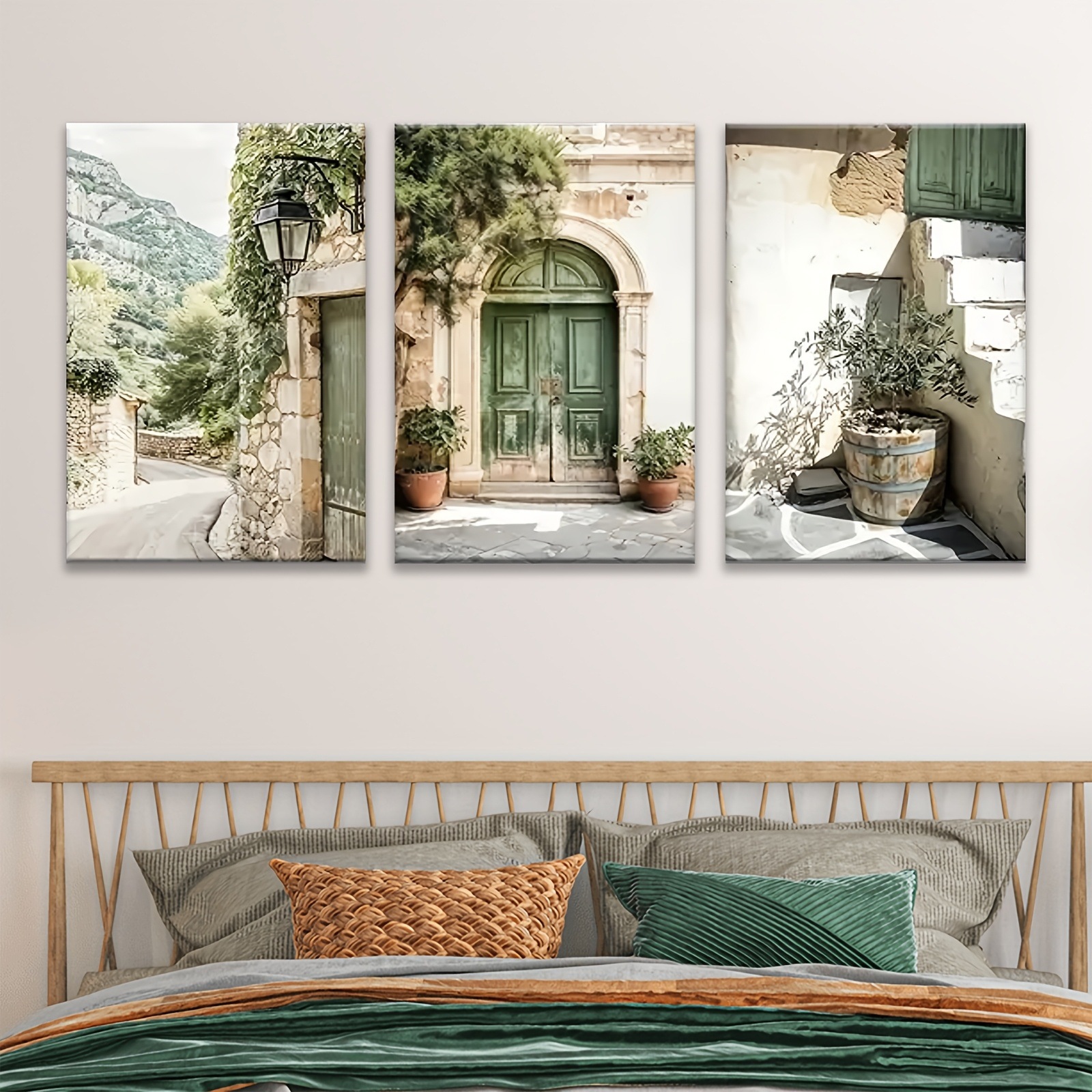 Modern Italian Summer Street Scenery Plant Living Room Bedroom Canvas Decorative Painting Core Hanging Painting Frameless Poster