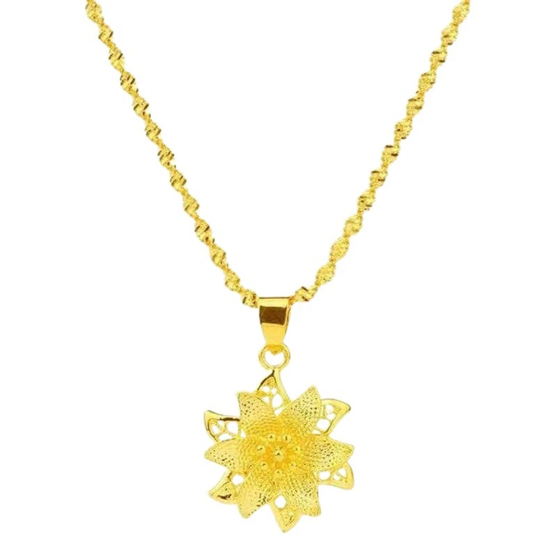 Медное позолоченное ожерелье из роз любви 2023 цепочка ключицы минималистский песок золотая цепочка четыре листа персикового сердца украшения