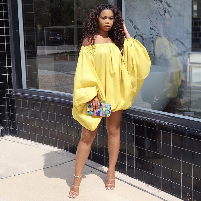 Summer New Women's Plus Size Batwing Sleeve Dress European American Style D1351_ecoleips.com