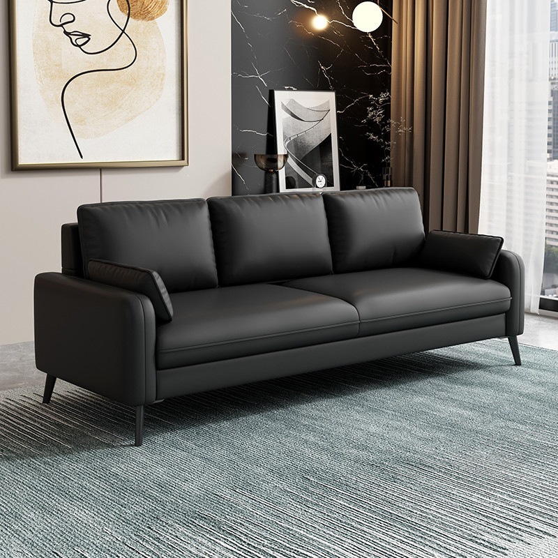 Office sofa for small spaces, cat-scratch resistant leather sofa, simple design for rental apartments, homestays, bedrooms, and apartments, modular leather sofa