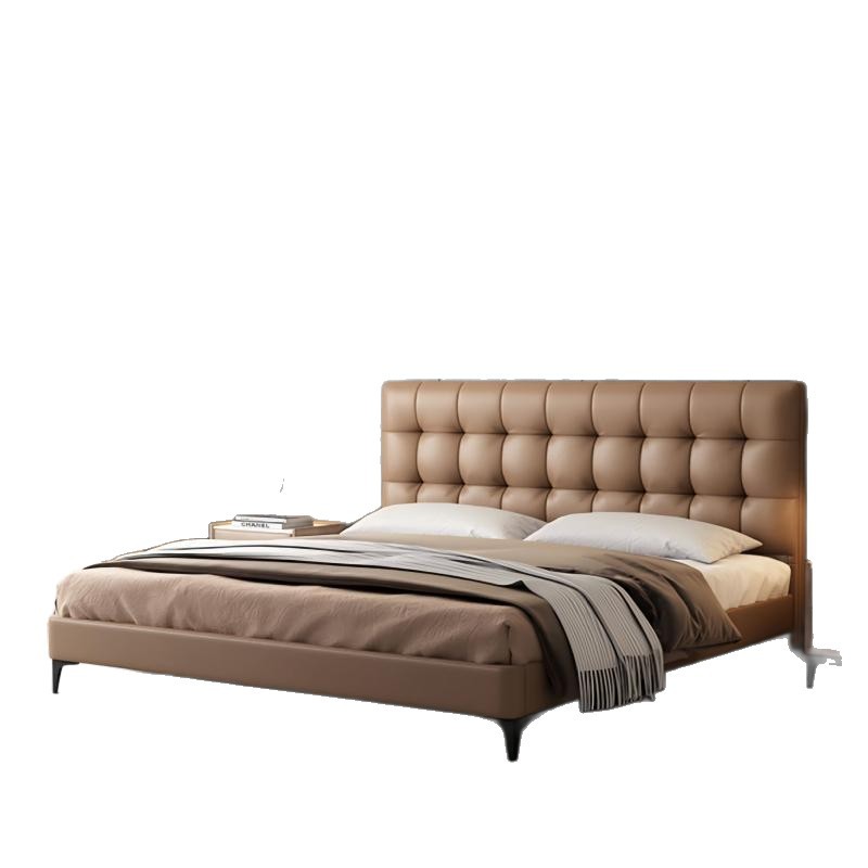 Jerry muebles Waffle de cuero cama de doble moderna 1.8m 2.2 cama de matrimonio minimalista italiana dormitorio principal cama doble