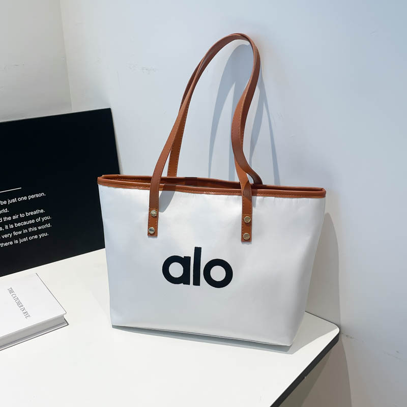 Alo Cross-Border Yoga Shoulder Canvas Bag Women's Large Capacity Tote Bag Shopping Bag Sports Leisure Trendy Fitness Bag Alo Cross-Border Yoga Shoulder Canvas Bag Women's Large Capacity Tote Bag Shopping Bag Sports Leisure Trendy Fitness Bag