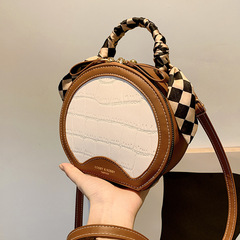Stone pattern bag for women 2023 new style fashionable textured handbag for women personalized one-shoulder cross-body small round bag