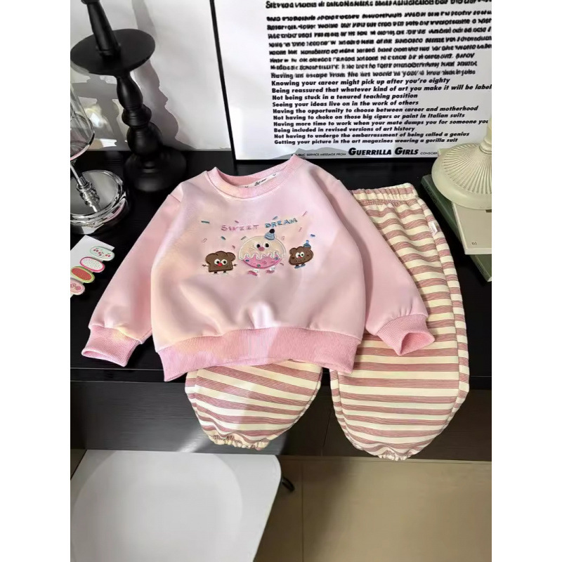 소녀 스웨터 세트 2024 년 가을 새 어린이 한국  옷 2 피스 가을 겨울 아동복 분할