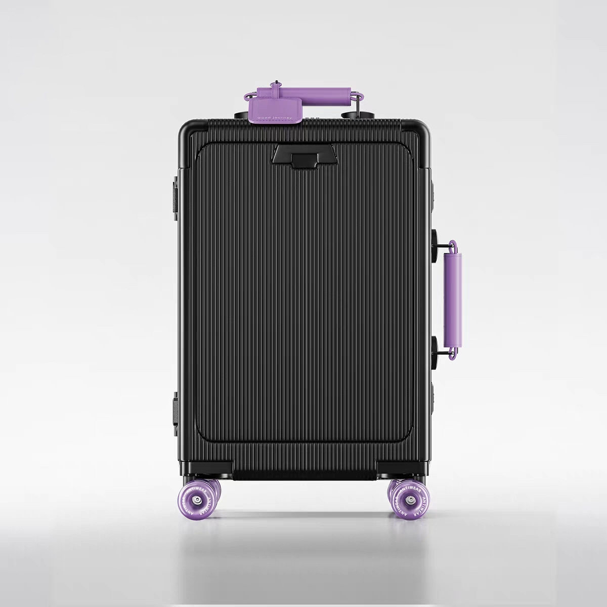 Black and purple (front opening computer compartment - usb+typc charging port + infusion skating wheel)