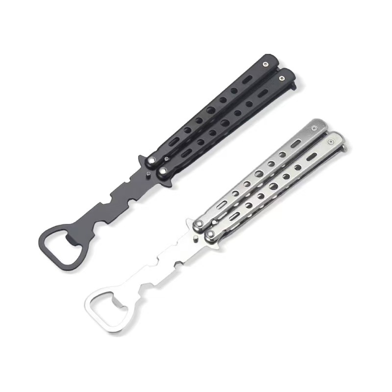 Cuchillo mariposa hoja sin abrir cuchillo entrenamiento práctica herramienta abridor de botella plegable cuchillo swing práctica herramienta abrebotellas multifuncional