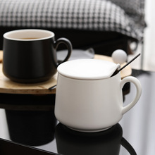 简约哑光色釉陶瓷咖啡杯带盖创意磨砂马克杯咖啡厅餐厅酒店礼品瓷