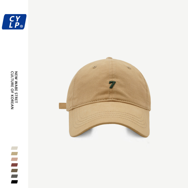 High Quality Korean Street Trendy Brand 7 Embroidered Baseball Cap for Men and Women Couple All-match ins Soft Top Cap for Small Face