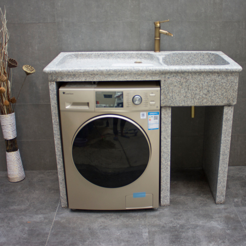 Balcony Marble Laundry Pool Washing Machine Integrated Cabinet Combination with Washboard Washing Table Washbasin Stone Sink