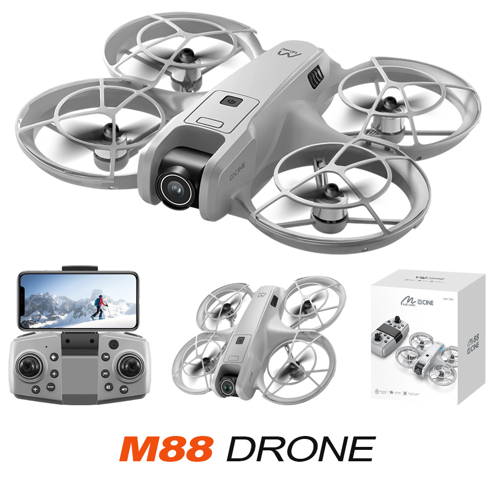 Cross-Border New Product M88 Brushless Drone Aerial Photography Optical Flow Fully Protected Quadcopter 8 Foreign Trade Remote Control Aircraft Play