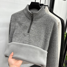 高档时尚休闲男士半高领毛衣秋冬装潮流休闲半拉链保暖针织衫外套