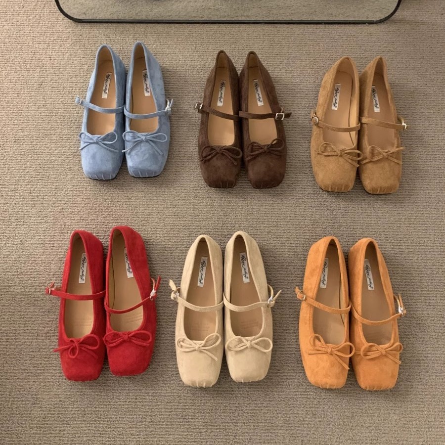 Zapatos de cabeza cuadrada de tería francesa primavera y otoño de 2025 nuevos zapatos de viaje con arco plana de Mary Jane