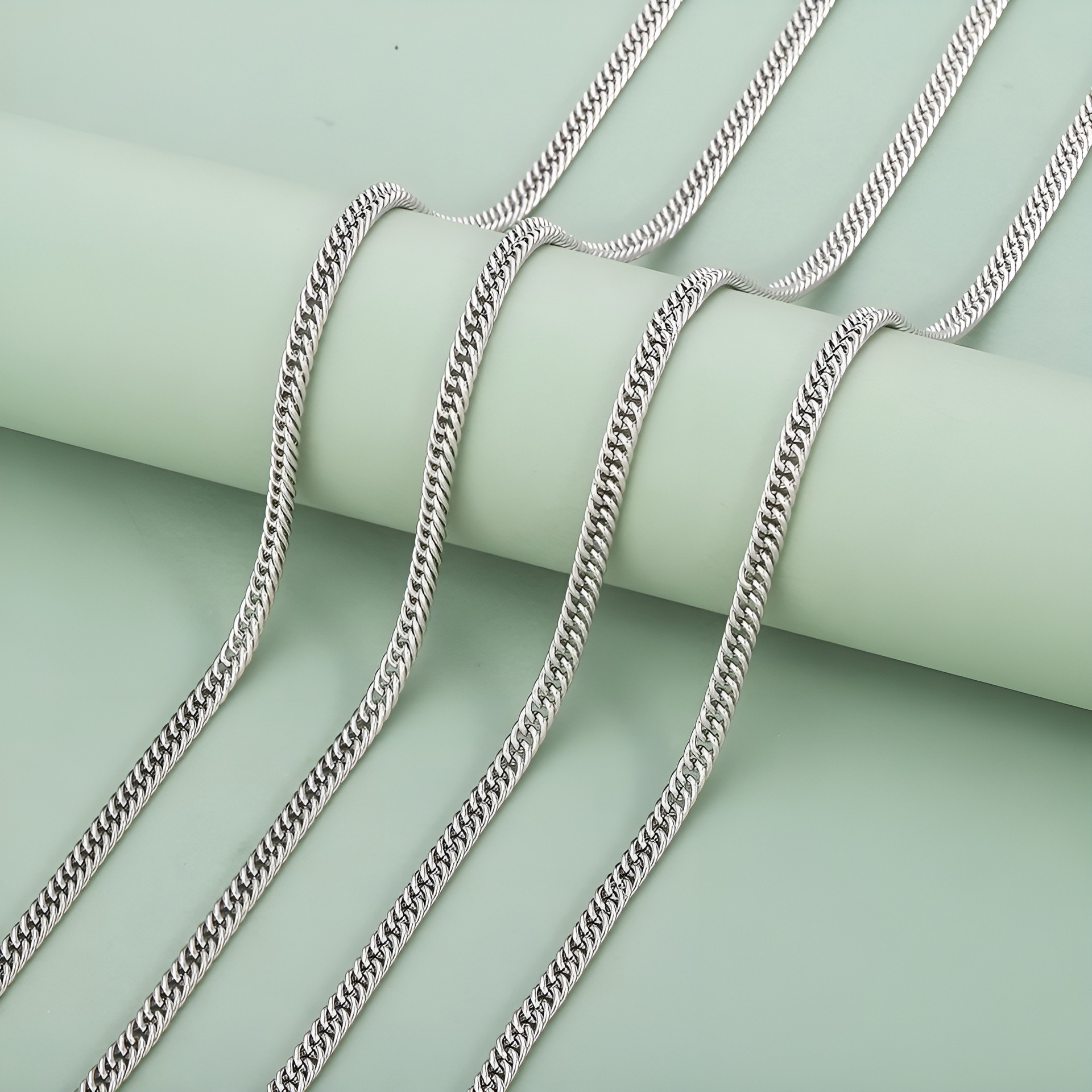 欧美批发不绣钢双织侧身链男士霸气粗宽古巴链子链条饰品