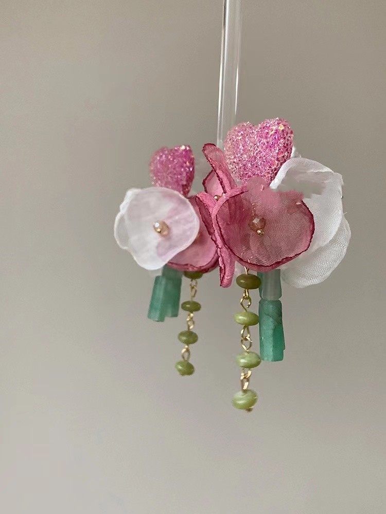 1 Pair Quantity Holiday Occasion Wholesale Jewelry 1 Pair Fairy Style Flower Mixed Materials Earrings
