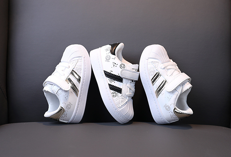 Chiren's sports boys girls' shell top board 2023 Spring and Autumn Korean version, boys' baby white shoes, 1-3 years_voghion.com