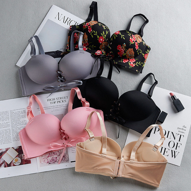 New Adjustable Drawstring Strap Bra, Seamless, Wireless, B Cup, Small Chest Push-Up Bra, Thick Wholesale