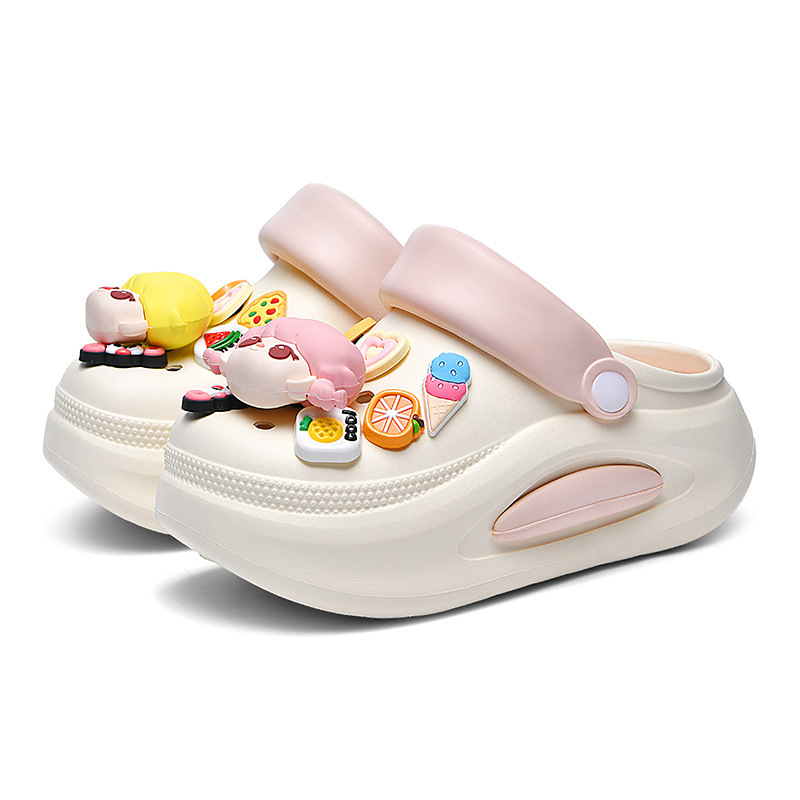 Dopamine Hole Shoes Women's Thick Sole Outwear Heightened Wading Lightweight Non-slip Beach Shoes Summer Thickened Hollow Sandals