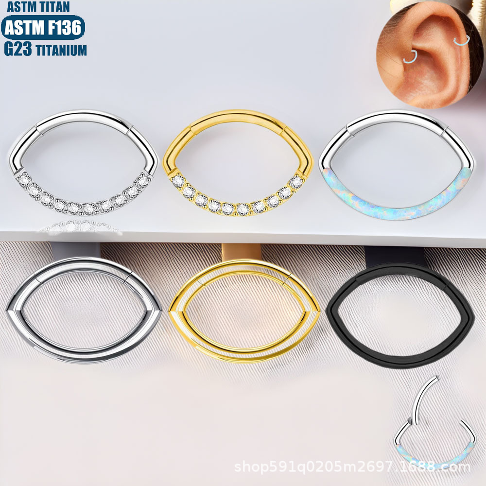 F136 Titanium Alloy Seamless Nose Ring Hoop Eye-shaped Piercing Earring for Women Men detail image 16