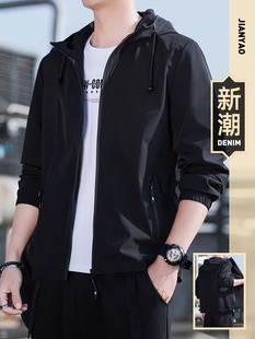 Black Jacket Men's Spring and Autumn Retro Casual Top 2025 New Summer Sports Trendy Brand Jacket