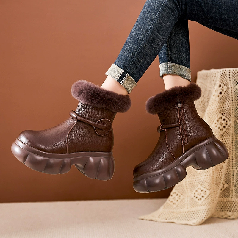 Ботинки‑челси (Martens) из натуральной коровьей кожи, с тёплой меховой подкладкой, массивная подошва — 34–39