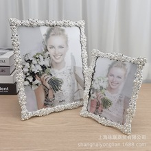 现代简约手工金属珍珠框婚礼框免费冲印照片结婚照创意纪念礼品