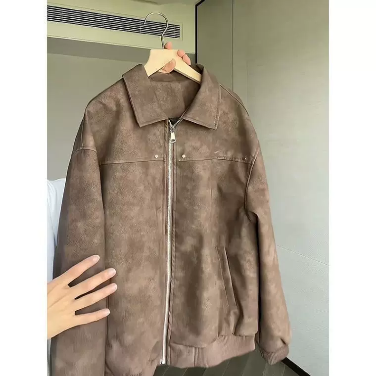 拉德皮衣男女秋冬美式复古底特律工装夹克外套痞帅欧美情爆款外套