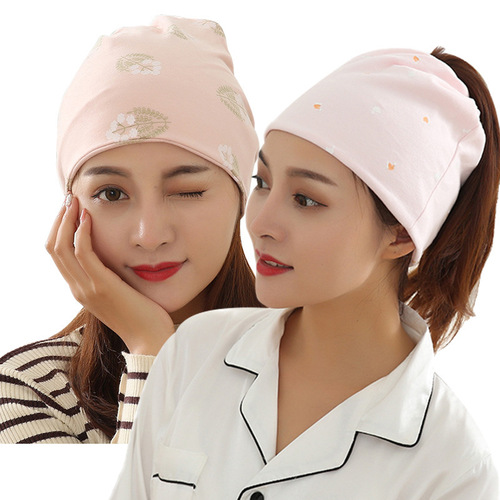 Manufacturer wholesale confinement hats available for all seasons, cotton soft breathable fashionable pile hats, maternity hats, maternity hats