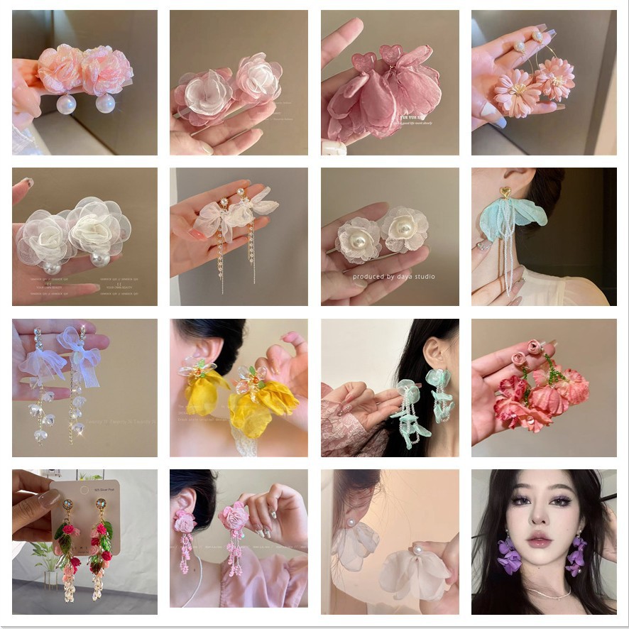 Dopamine Spring Seaside Tassel Long Earrings Artistic Fresh Temperament Earrings Fashion Light Luxury High-End Feel